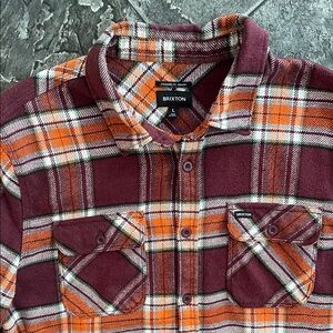BRIXTON Bowery Standard Fit Men's Soft Flannel Casual Plaid Shirt Grunge Cottage